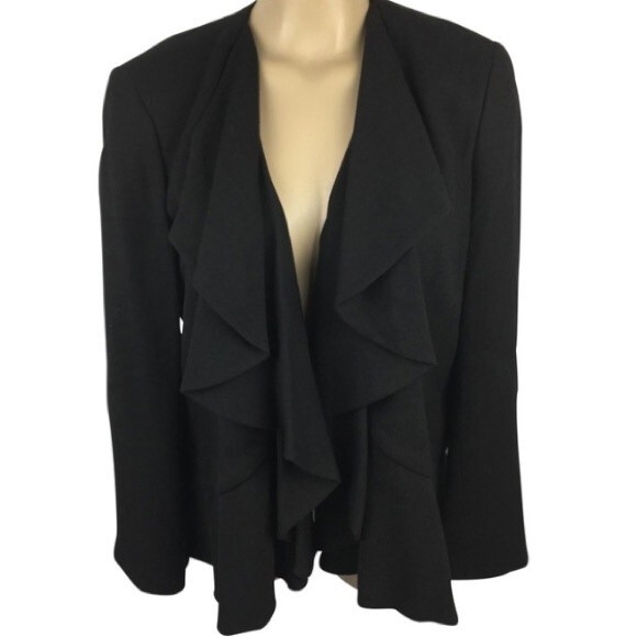 Lafayette 148 Black Waterfall Ruffle Front Sweater 4 - Picture 6 of 9